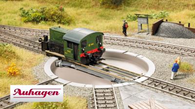 Auhagen Drehscheibe 3-Leiter-System H0 1:87 mit Antrieb für Märklin C-Gleis