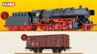 Dampflokomotive der Baureihe 44 Formneuheit BRAWA H0 Güterwagen