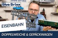 BlueBrixx Doppelweiche und Gepäckwagen