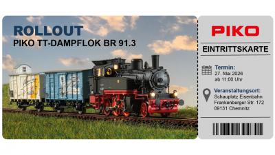 PIKO TT Dampflokomotive BR 91.3 Modelleisenbahn Eintrittskarte Chemnitz