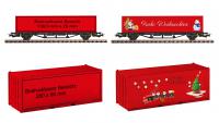 PIKO individuelle Bedruckung Containertragwagen rot H0 zu Weihnachten