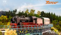 Roco TT 1:120 Dampflokomotive auf einer Brücke