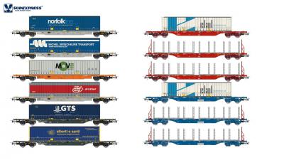 SUDEXPRESS Containerwagen Sgnss 60 H0 1:87 Neuheit, u.a. Hupac, Wascosa, MFD Rail, Takargo, Captrain