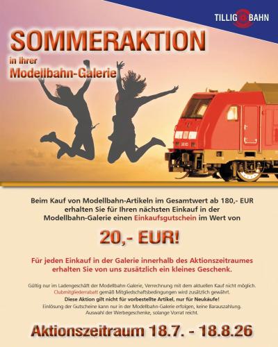 Tillig Sommeraktion in der Modellbahn-Galerie TILLIG BAHN Einkaufsgutschein