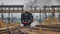 Die Dampflokomotive 01 066 mit einem Sonderzug in Freilassing