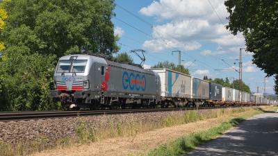 Elektrolokomotive ECCO Vectron 193 890 mit einem Güterzug in Freilassing