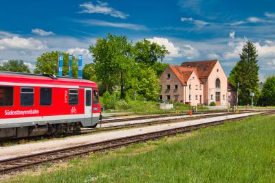 Ein Triebzug VT 628 am ehemaligen Betriebswerk