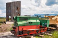 Feldbahn im Ainringer Moos, der Aussichtsturm im Hintergrund