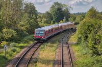 Dieseltriebwagen DB Baureihe 628 in Doppeltraktion kurz vor Freilassing