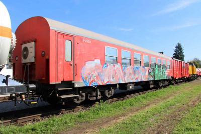 DB Netz Notfalltechnik Ausbildungszug Gefahrgut Freilassing Unterrichtswagen Graffiti