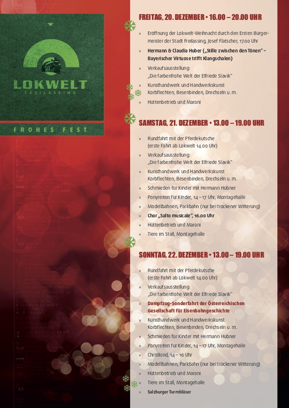 Lokwelt-Weihnacht 2019 Veranstaltungsprogramm