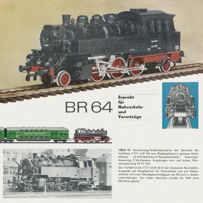 GÜTZOLD PIKO DR BR 64 180 Tender-Dampflokomotive H0 DDR Katalog 1967