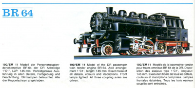 GÜTZOLD PIKO DR BR 64 180 Tender-Dampflokomotive H0 DDR Katalog 1978