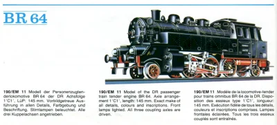 GÜTZOLD PIKO DR BR 64 180 Tender-Dampflokomotive H0 DDR Katalog 1978