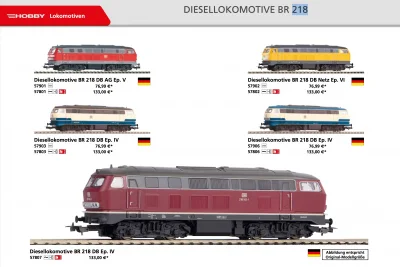 PIKO Hobby BR 218 Diesellok Varianten im Katalog aus dem Jahr 2023