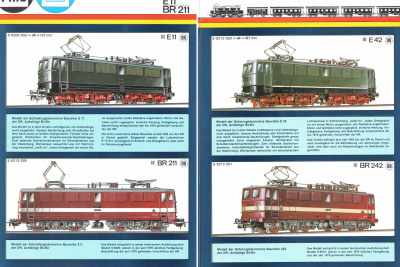 PIKO H0-Modelle DR E 11, BR 211, E 42, BR 242 im Katalog 1990 1:87 DDR