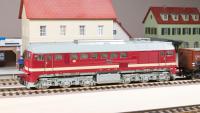 Roco Taigatrommel Diesellokomotive DR 120 048-4 in H0 am Bahnhof
