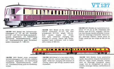 Schnelltriebwagen H0-Modell PIKO VT 137 im Katalog aus dem Jahr 1978