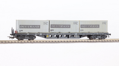 PIKO vierachsiger Flachwagen Container Deutrans H0 1:87