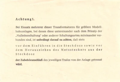 PIKO DDR Fahrregler Fahrzentrale FZ1 Modelleisenbahn Trafo mit Anschlusskabel Bedienungsanleitung